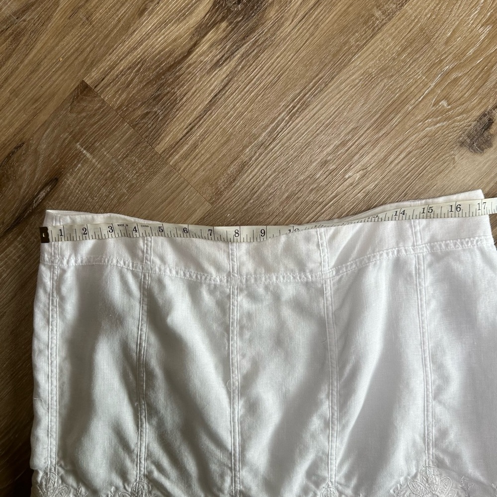 White Ruffle-Trim Linen Skirt - Picture 5 of 7